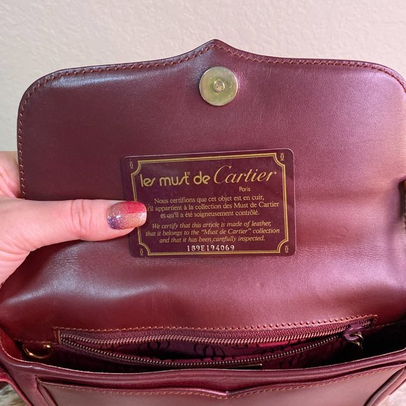 Vintage authentic de CARTIER BORDEAUX crossbody - Picture 10 of 12